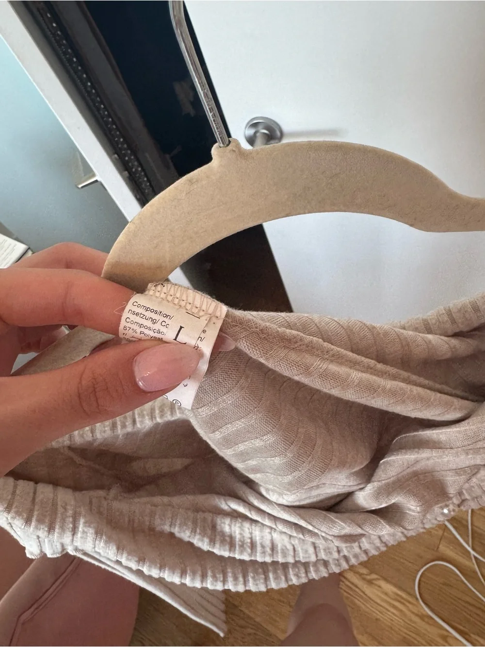Asymmetric Off-Shoulder Ribbed Sweater - Beige
